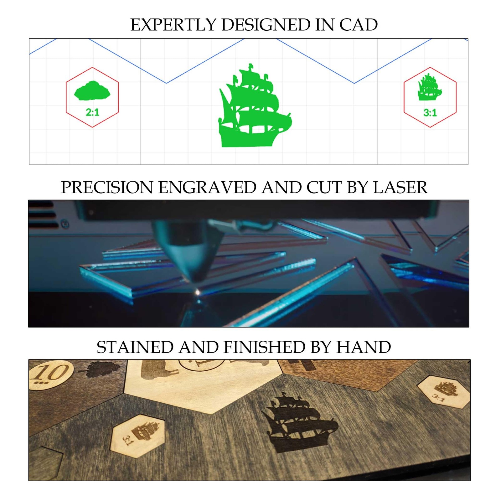 Guytrendz Custom Wood Settler – 2-4 Walnut Settlers Of Catan