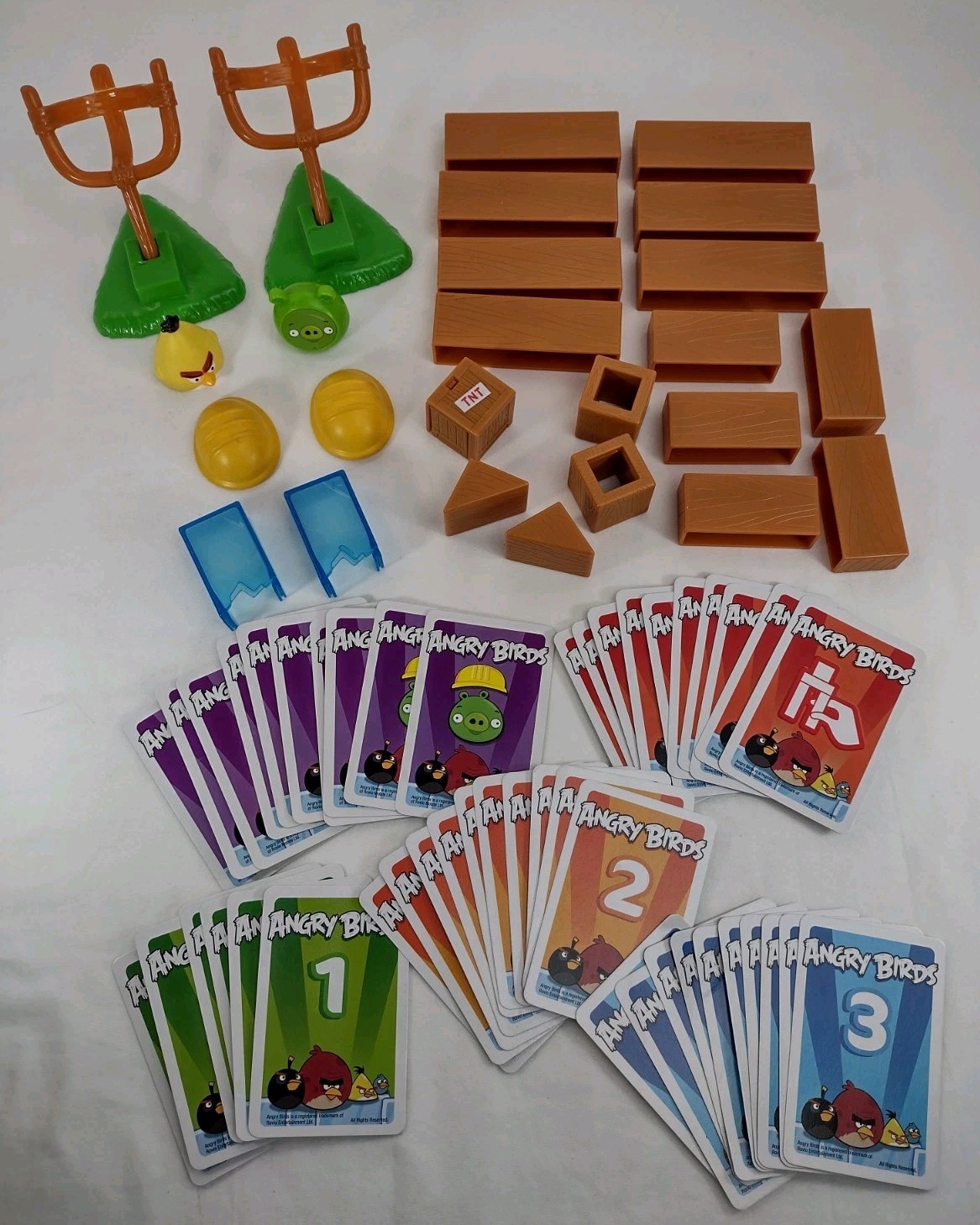 Angry Birds Mega Fling & Knock On Wood Game Pieces Parts Blocks Pig Bird Cards
