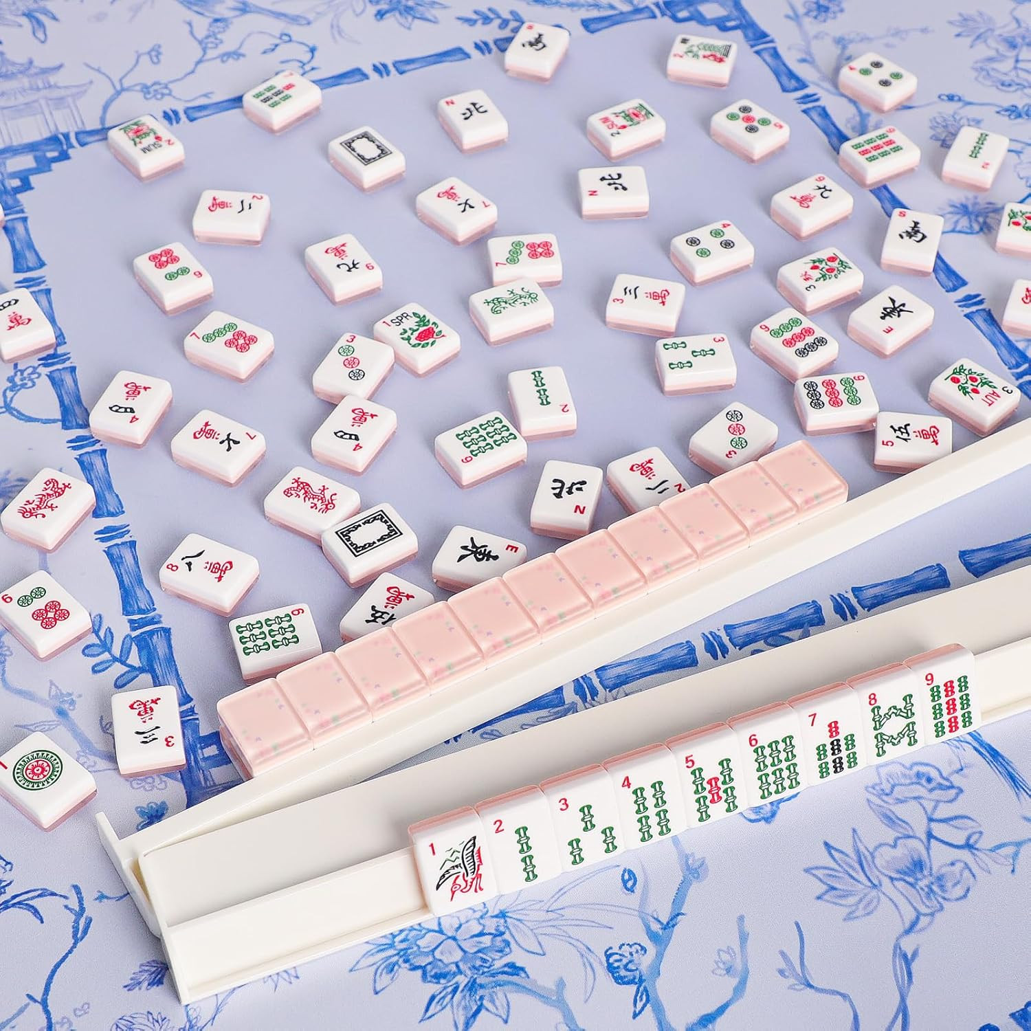 4PCS Mahjong Racks with Pushers (White), American Mahjong All-In-One Tile Rac…