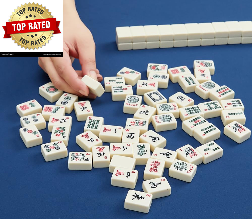 American Mahjong Tiles 166 Quality Ivory Tiles with 3 Golden Dices & Rules Instr