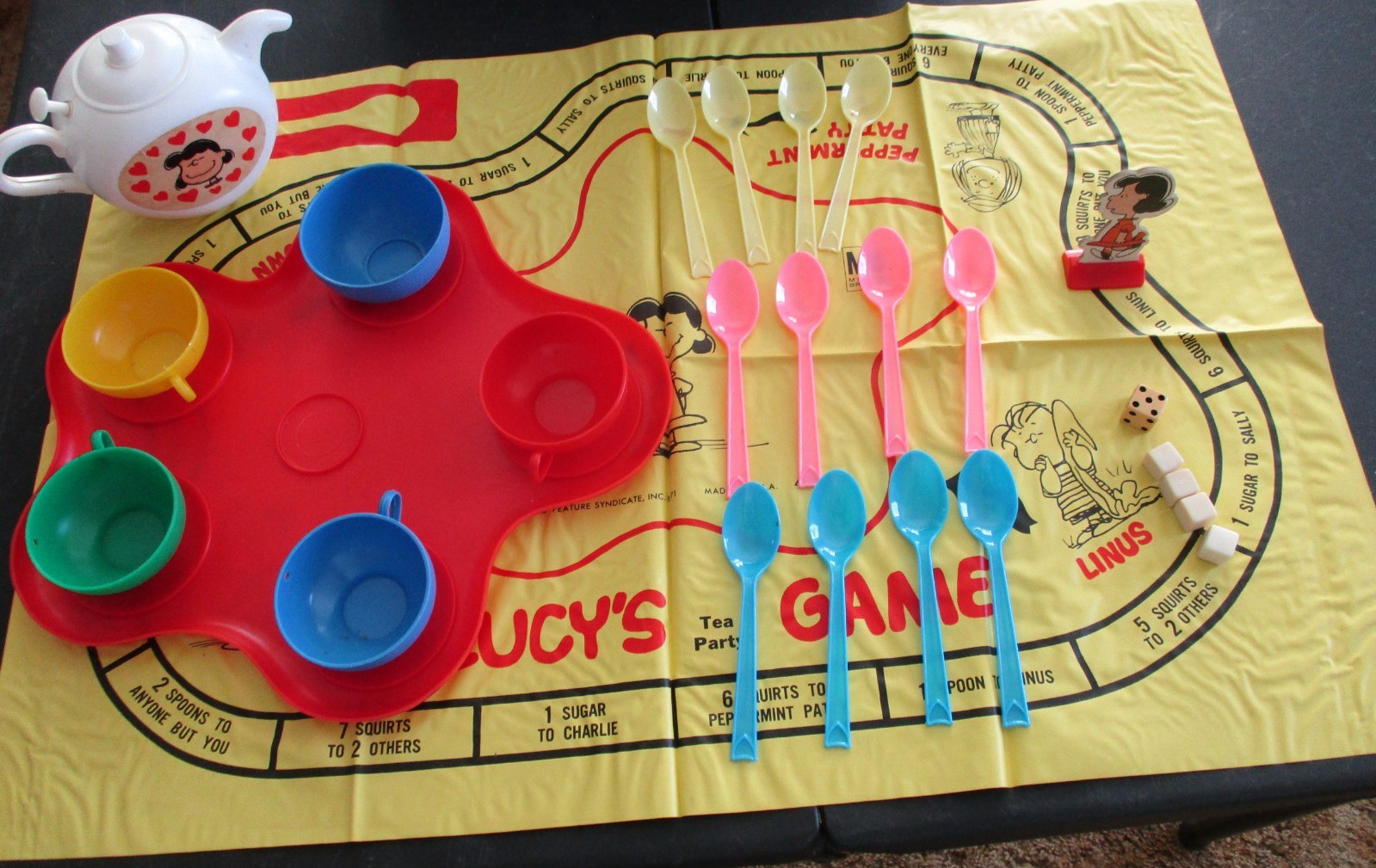 Vintage 1971 Peanuts Lucy’s Tea Party Game Milton Bradley 4129 Missing 4 sugars