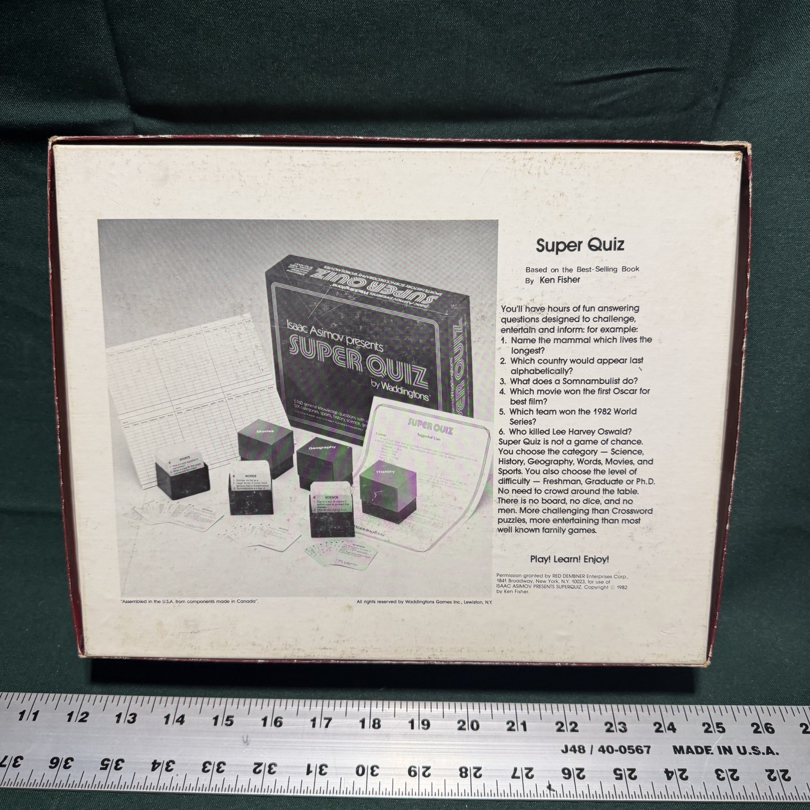 Isaac Asimov Presents Super Quiz – Waddingtons Game – Trivia – 1982 – Ships Free