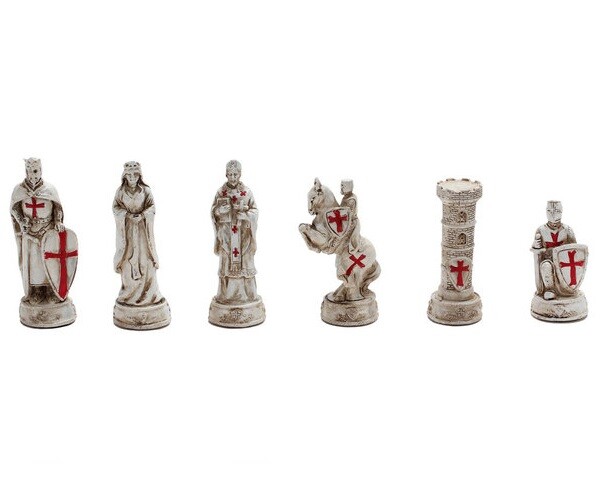 Medieval Crusade Chess Set 3″ King Glass Board