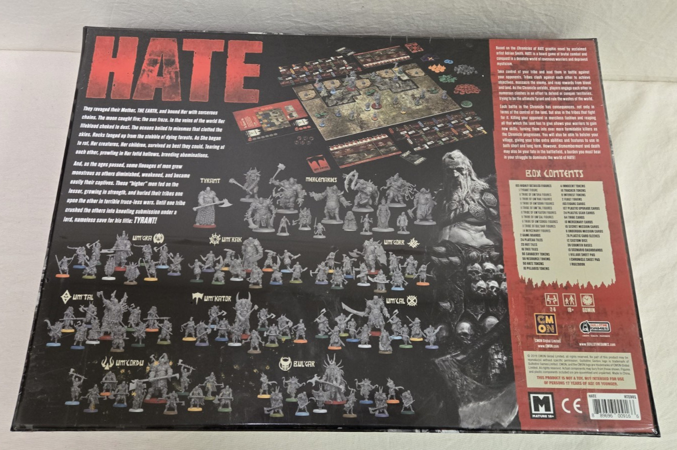 Hate Board Game + Expansion and 3 Warbands – New – CMoN – Adrian Smith