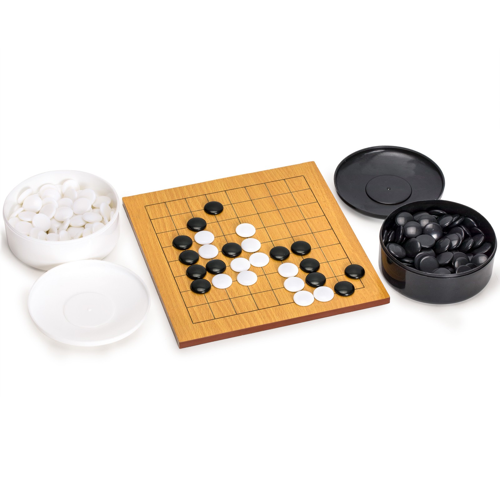 Beechwood Veneer 0.4″ Etched 9×9 Go Game Set Board w/ Single Convex Stones