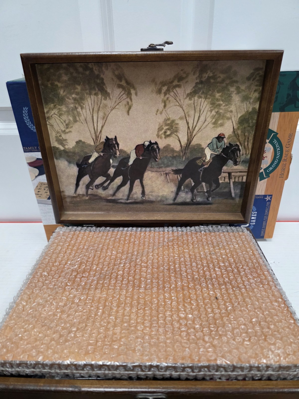 WE Games Grand National Horse Wood Race Game in a GORGEOUS Wooden Box – NICE!