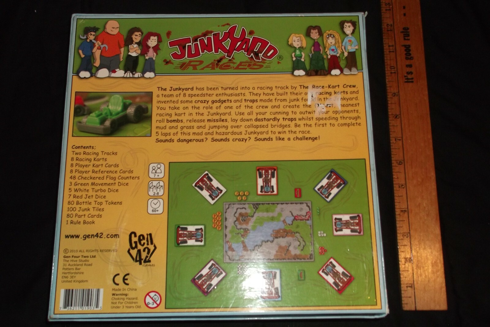 GEN 42 , THE HIVE STUDIO – JUNKYARD RACES BOARD GAME – COMPLETE IN LITTLE PLAYED