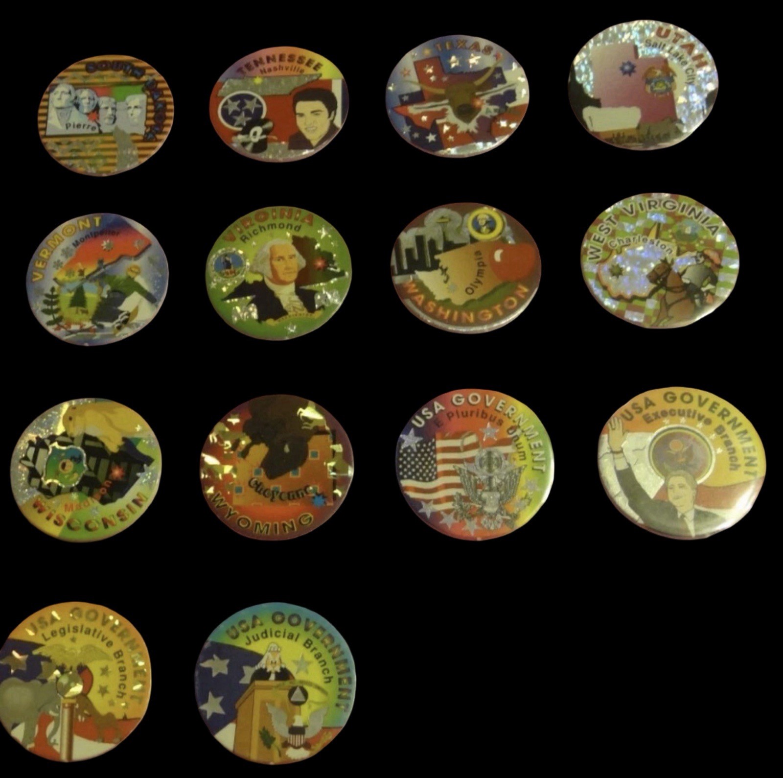 Vintage 50 States POG Set Complete Holographic Caps USA 1–50 90s Lot