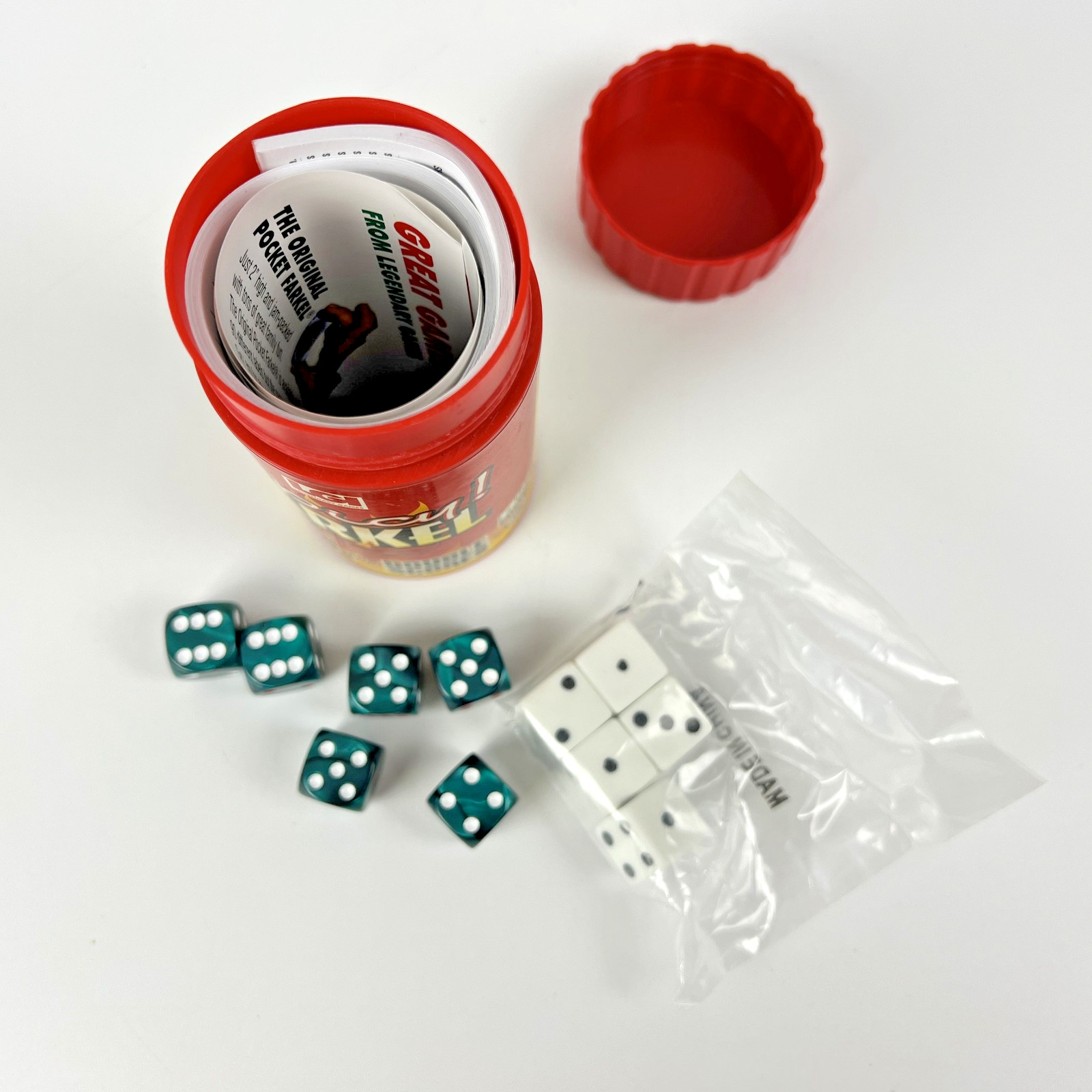 LGI Spicy Farkel 2005 Complete Red Canister Dice Game Scorepad Legendary Travel