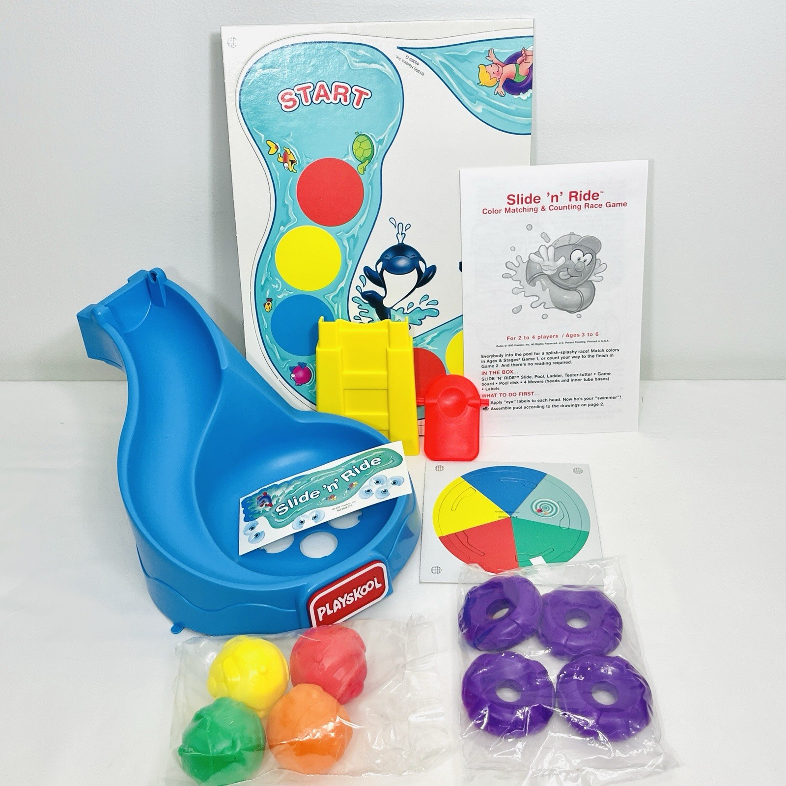 Playskool Slide ‘n’ Ride Game Matching Counting Complete Preschool 1995 Vintage