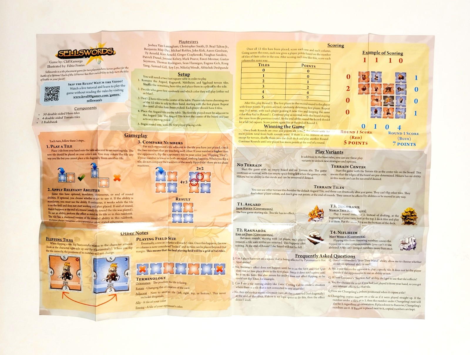 Sellswords Board Game Level 99 Games 2014 Strategy Tile Placement Game Complete