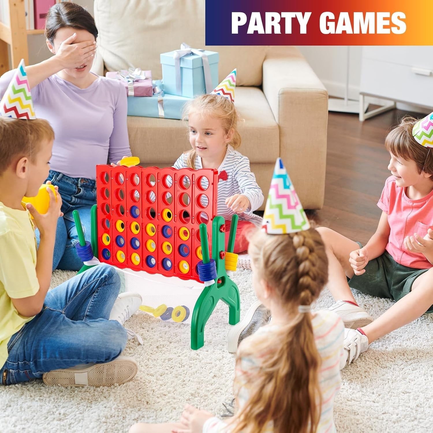 1.9 Feet Giant 4-In-A-Row Game Set for Kids & Adults Outdoor Indoor Yard Fami…