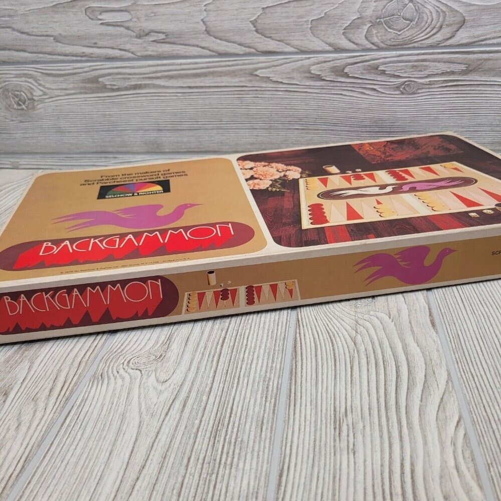 Backgammon Game Wood Pieces Game Night 1975 Selchow and Richter Vintage