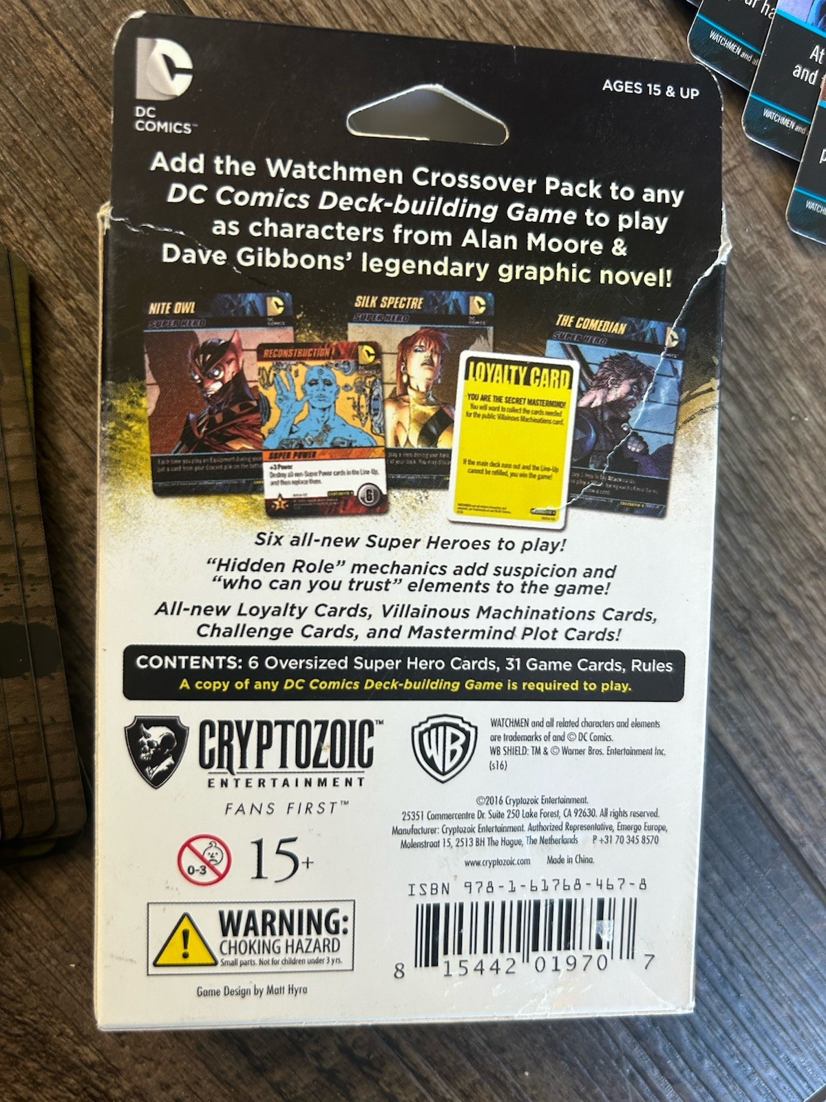 2016 Cryptozoic Entertainment DC Comics Deck Building Game Watchmen Expansion