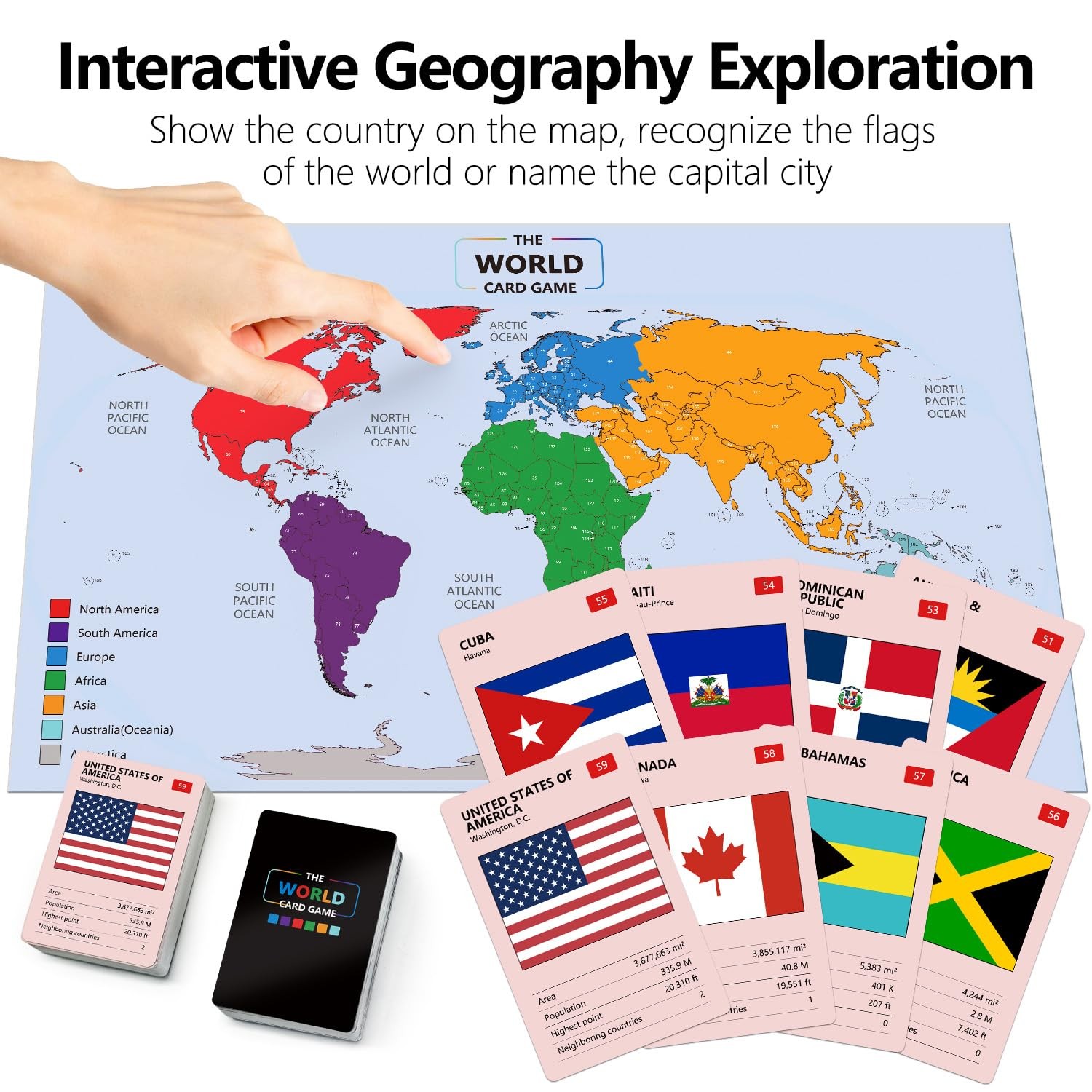 The World Card Game – World Flags Flashcards – Geography Board Game with Worl…