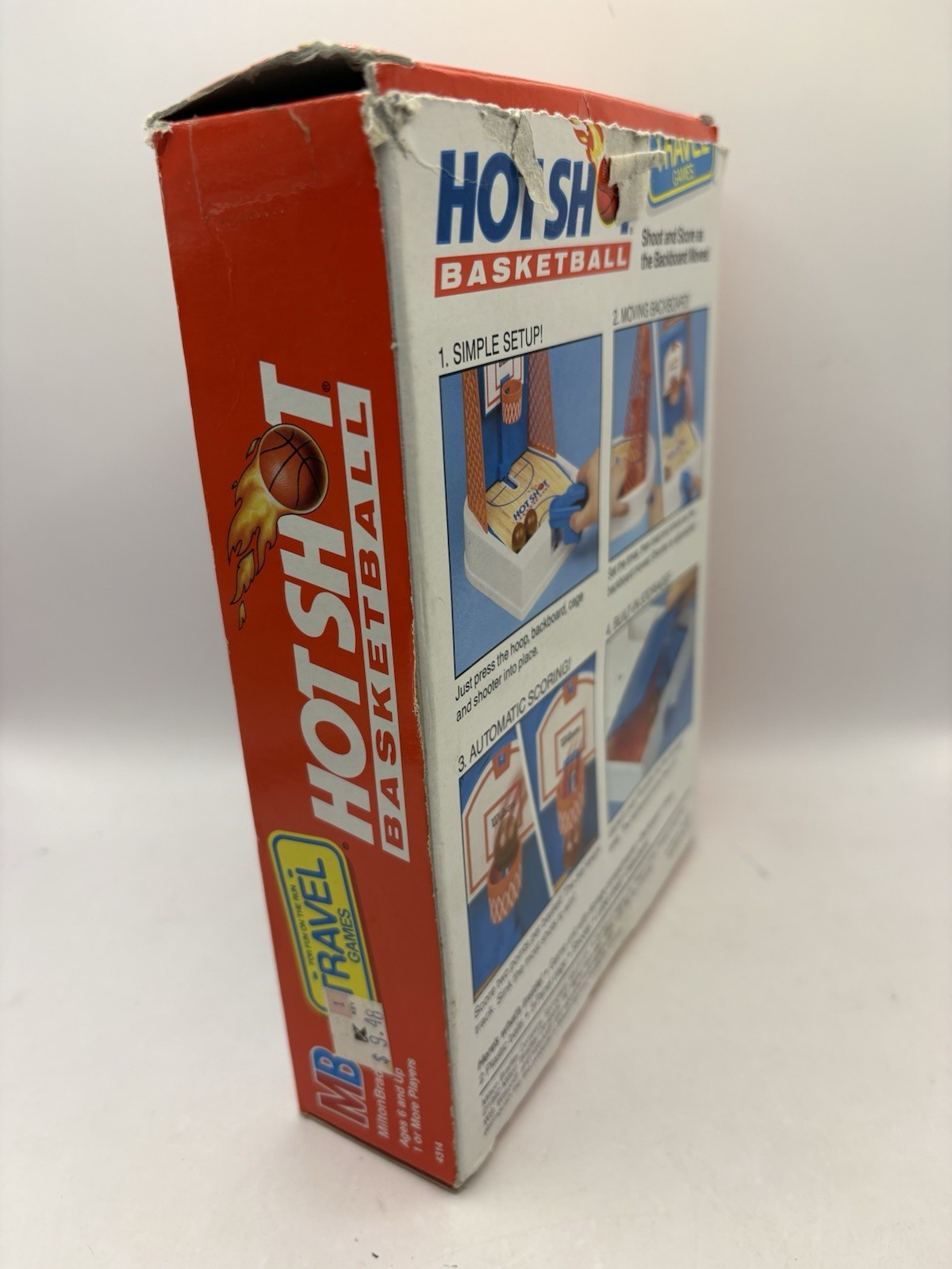 Vintage 1992 Milton Bradley Travel Hot Shot Basketball Game w/ Box Complete!