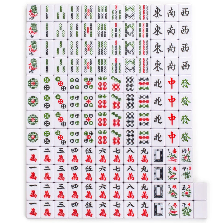 Chinese Mahjong Set, “Bleau Royal” with 146 Medium Tiles, Blue Vinyl Case