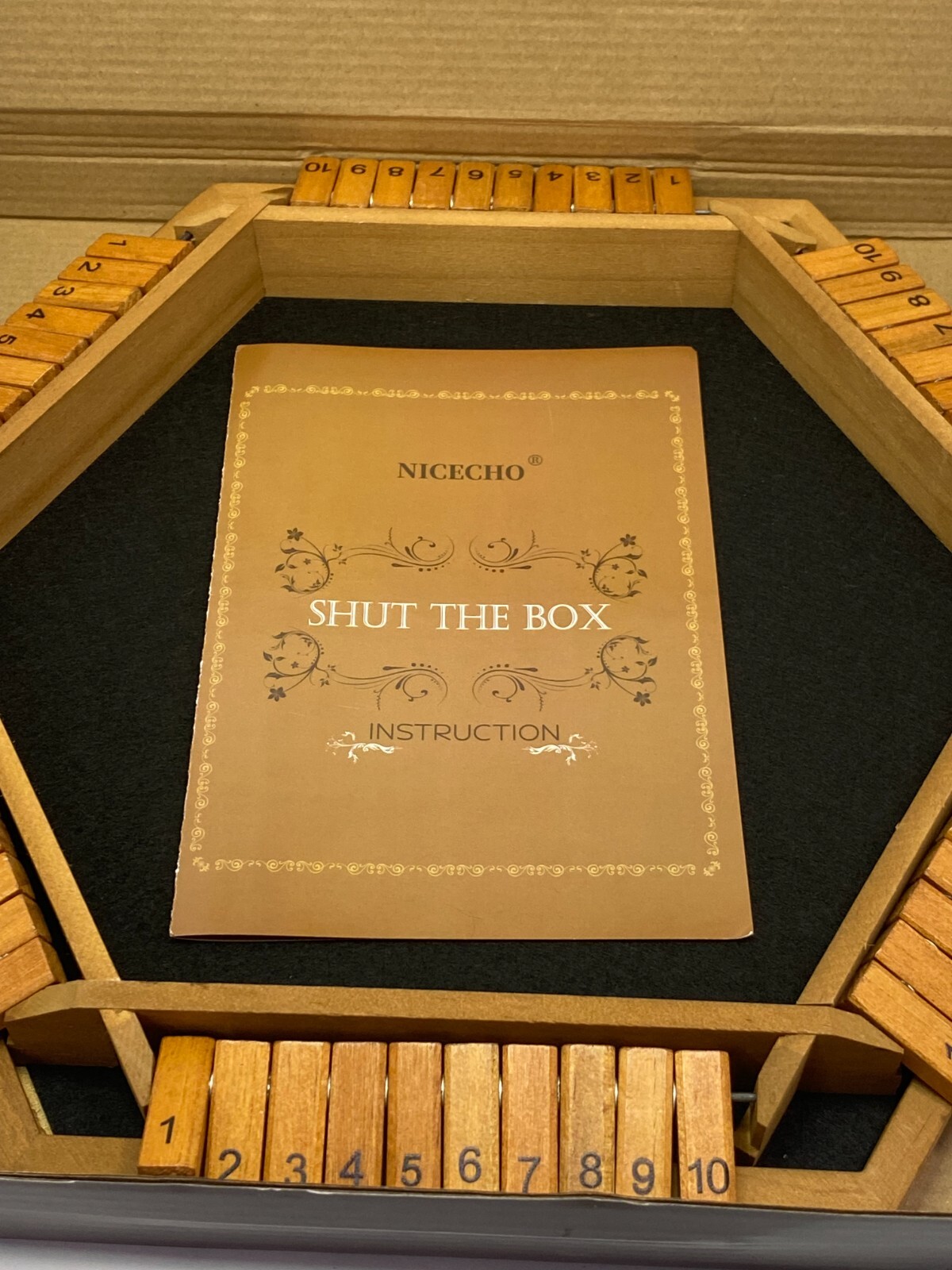 NICECHO 1-6 Players SHUT THE BOX Dice Game Wooden Board Table Strategy Game