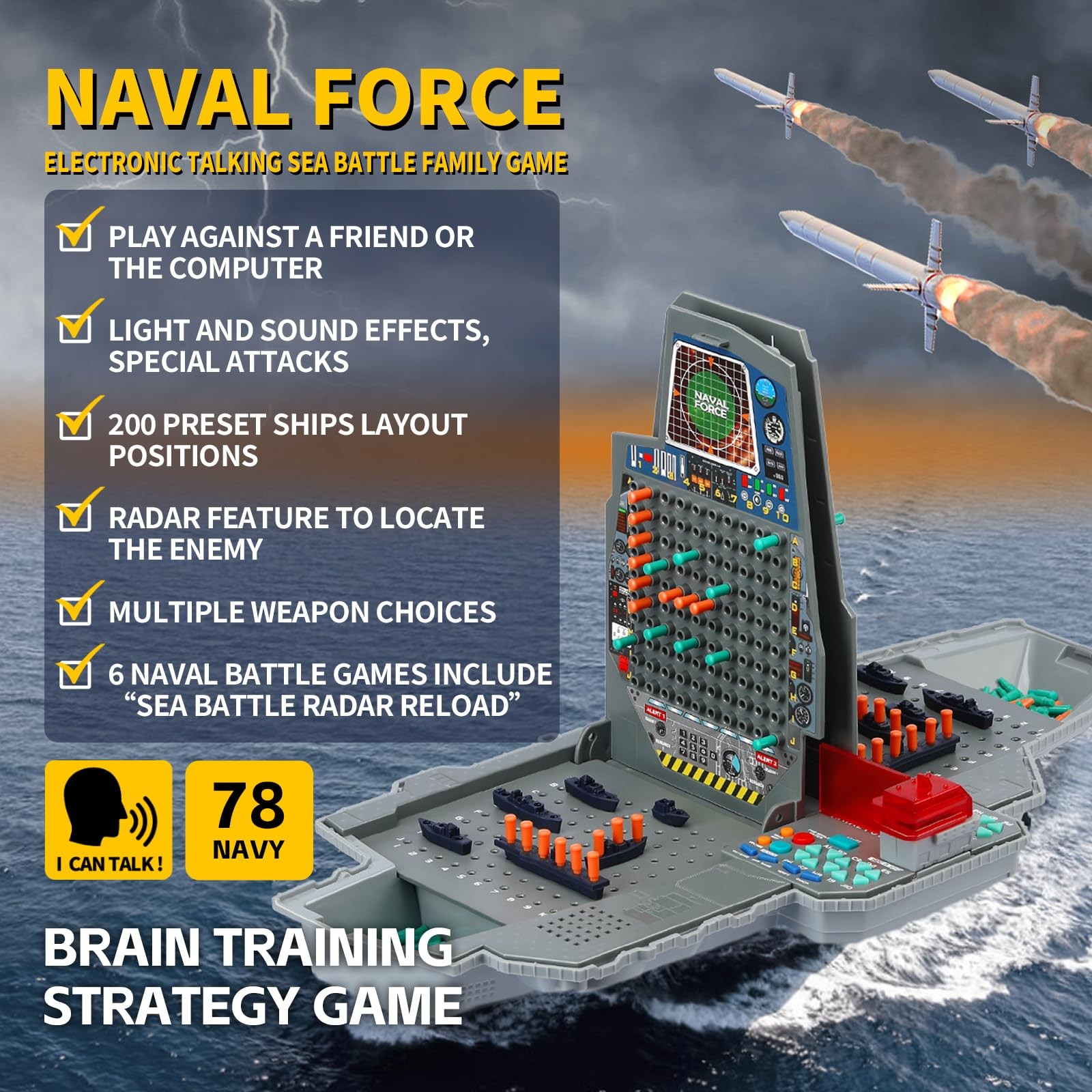 Talking Sea Battle Board Game with Light and Sound Effects, Electronic Naval …