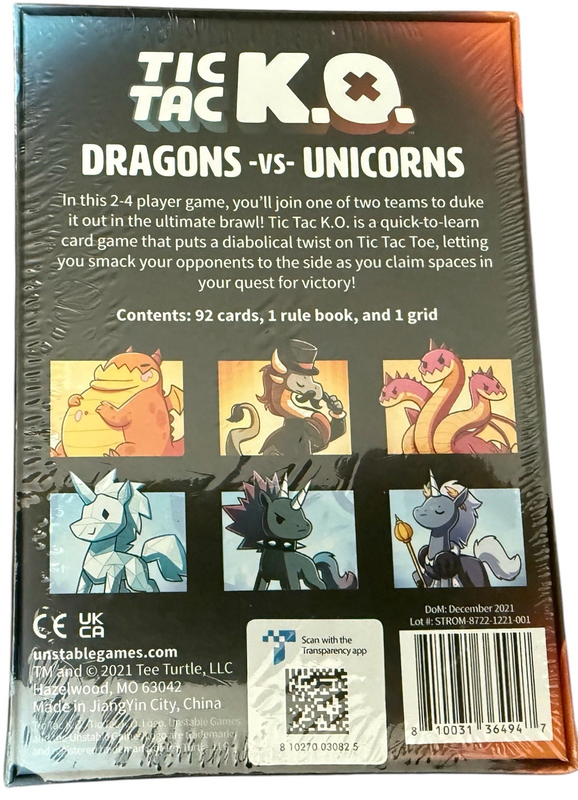 Tic Tac K.O. – Dragons vs Unicorns Board Game – Complete New 2021 Tee Turtle