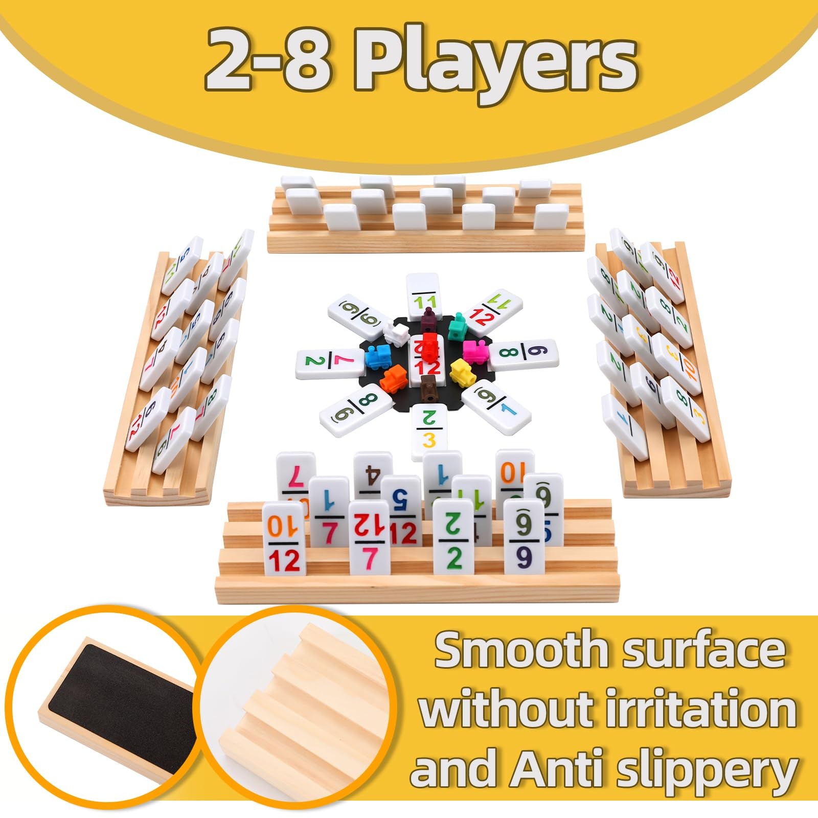 Doreimi Mexican Train Dominoes Set Numbers and 8 average size, Multicolour