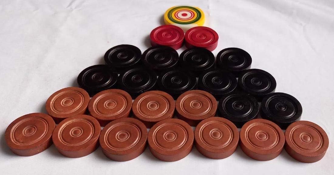 Authentic Carrom Board Set: 24 Wood Coins & 1 Striker for Friendly Competitions