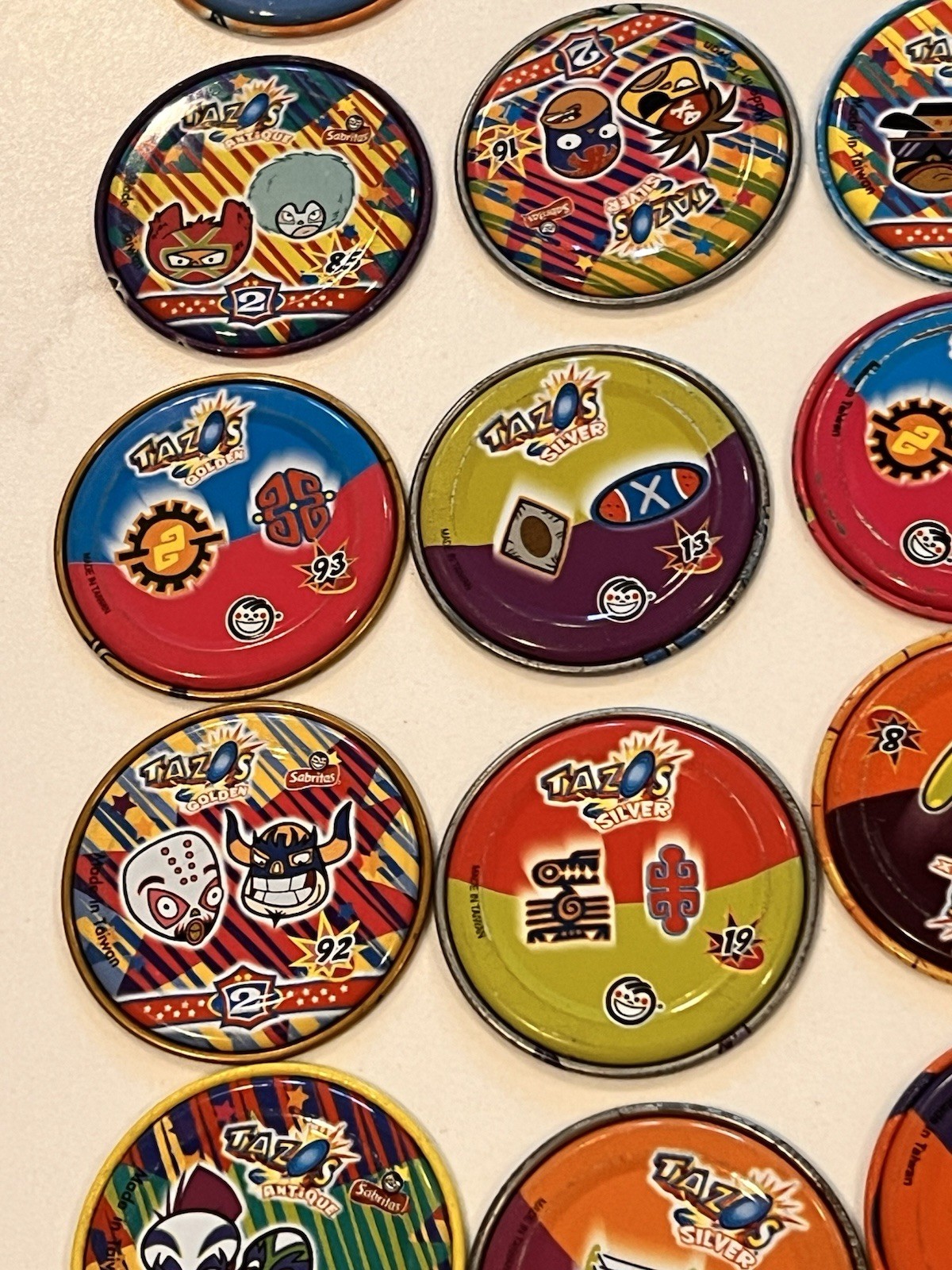 Lot 15 Vintage ¡MUCHA LUCHA! Metalix Tazos Metal Pogs Perro Kelvin Cabeza Rare