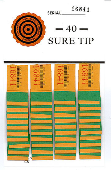 12 – # 40 Sure Tip Boards (1-40) Bingo/Jar Tickets Free Shipping USA