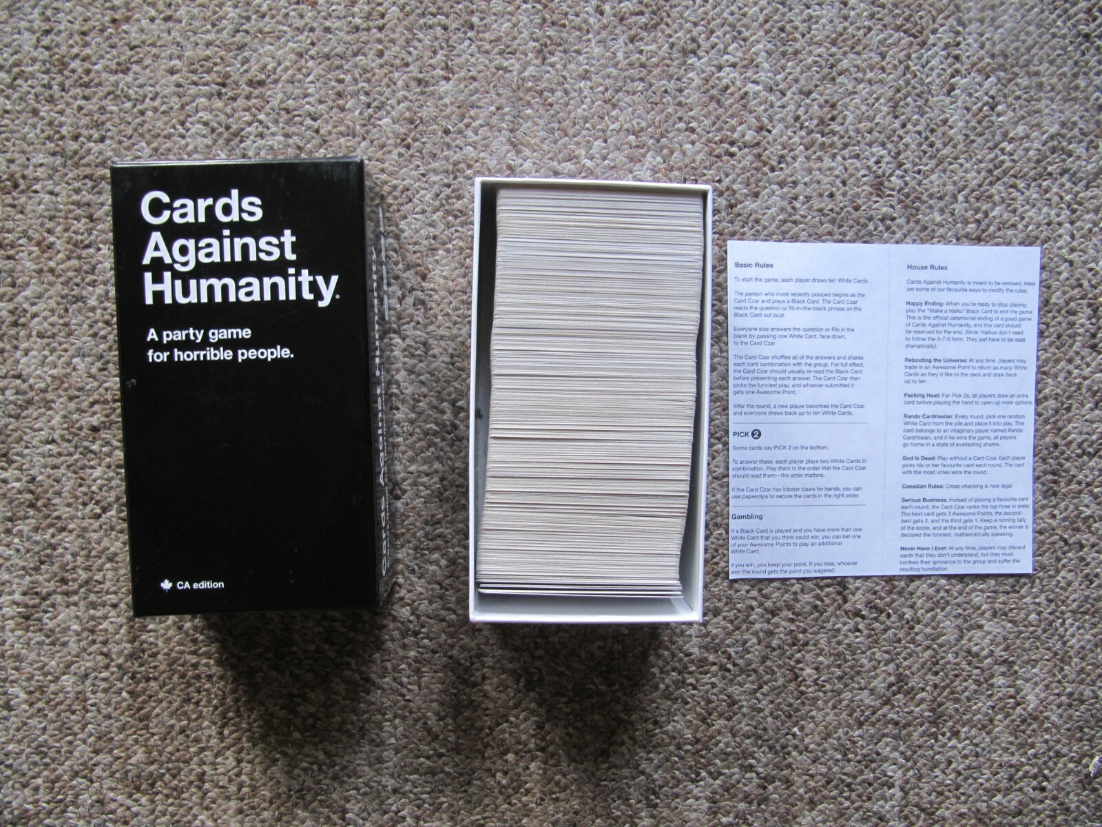 4 Fluxx games + Exploding Kittens, Bohnanza, Cards Against Humanity + expansions