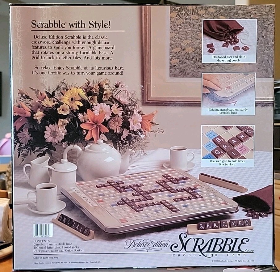 1989 Milton Bradley 4034 Scrabble Deluxe Edition Board Game EUC INCOMPLETE (-1B)