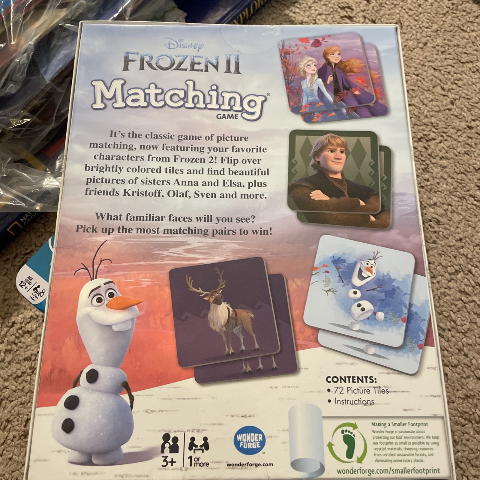 DISNEY FROZEN II Memory Match Game 72 Cards Kids ELSA ANNA OLAF Educational