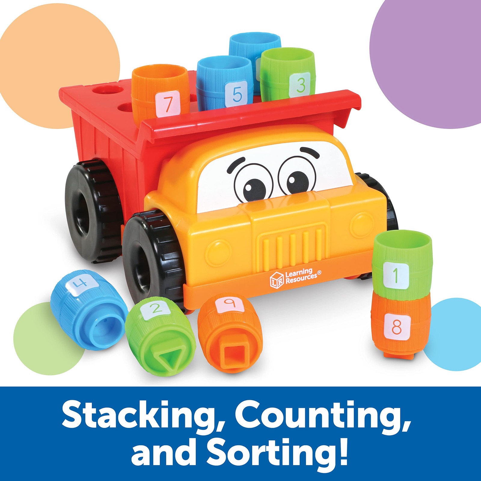Peg Stacker Dump Truck Toy 10 Pieces Fine Motor Skills Toddler LER9133 Learning