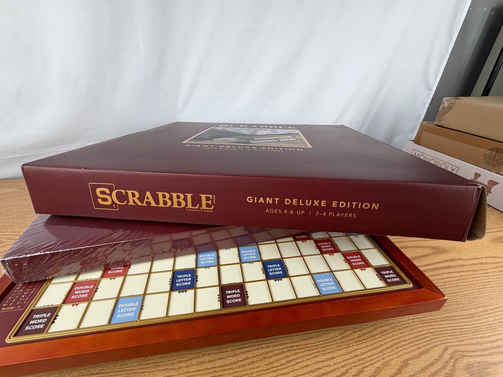 Scrabble Giant Deluxe Wooden Edition Turntable Board Game Open Box Item
