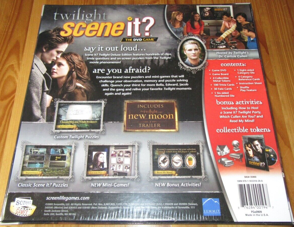 Scene it? Deluxe Twilight DVD Game Dazzling Trivia w/Clips from Movie FUN