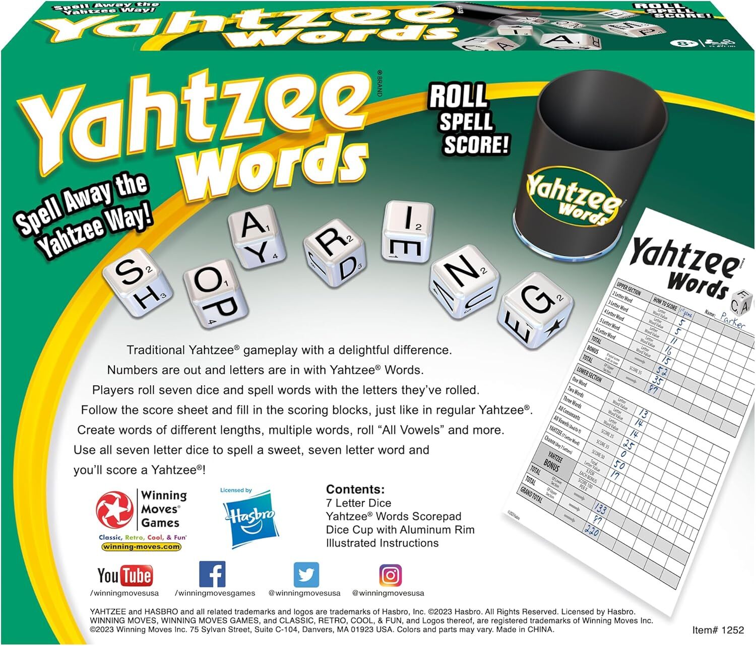 Winning Moves Games Yahtzee Words USA, Family Word Game Version of Yahtzee fo…