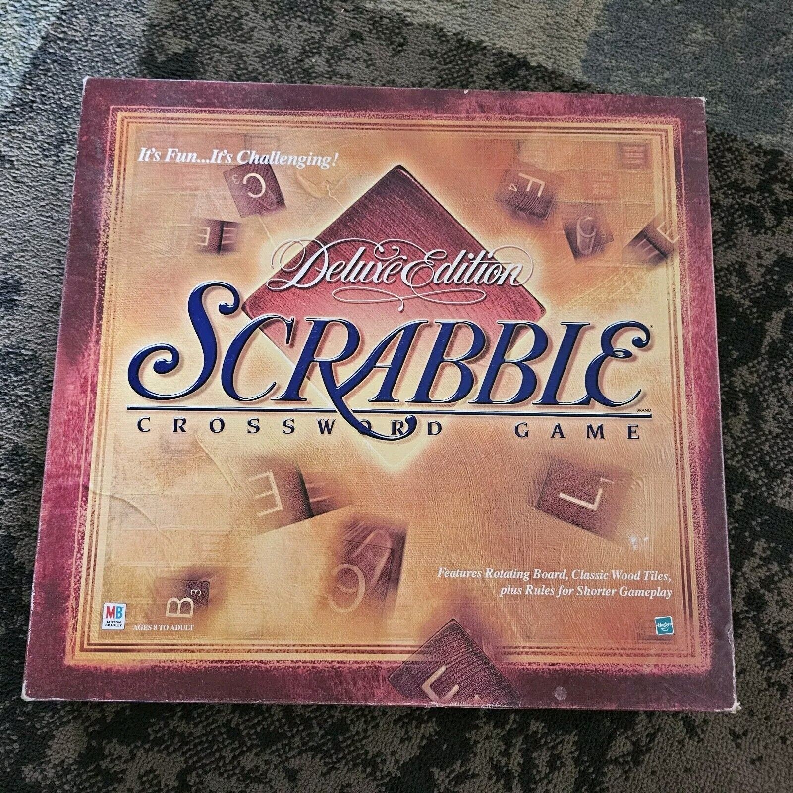 Scrabble Deluxe Collector’s Edition Turntable Crossword Rotating Milton Bradley