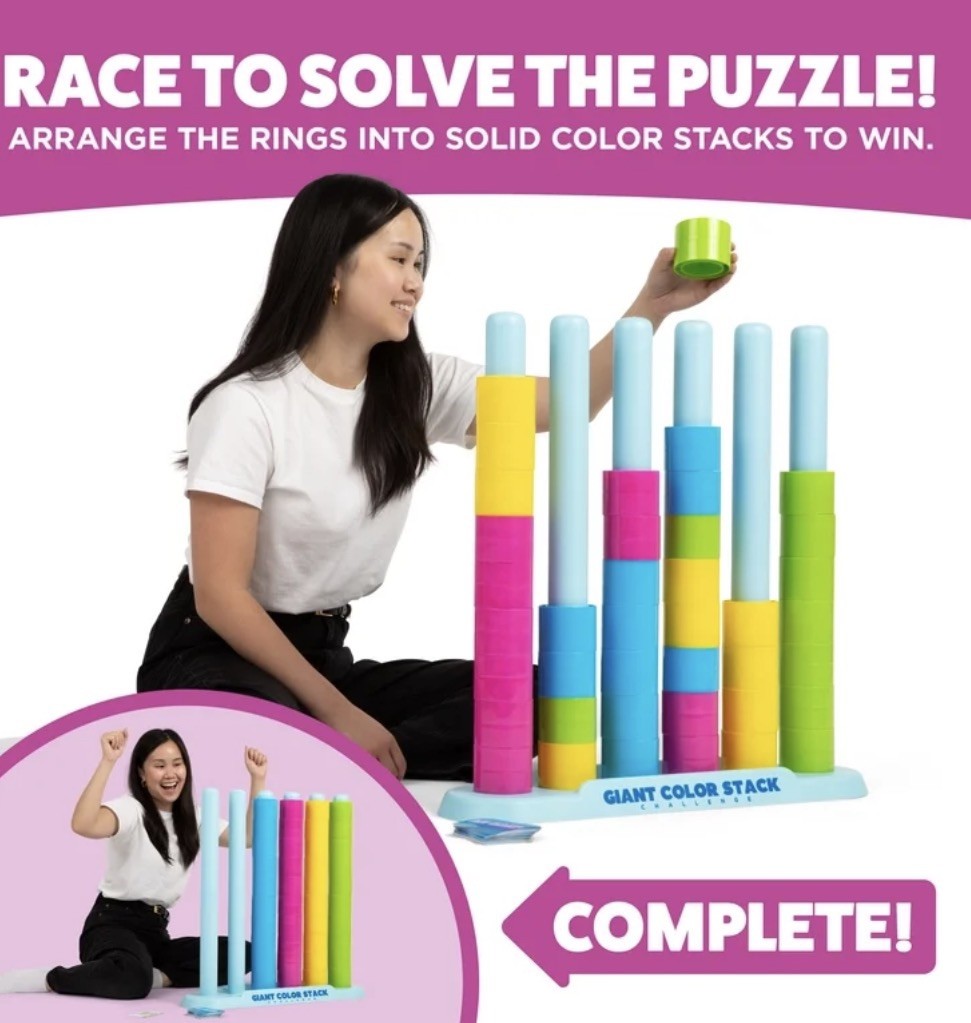 Giant Color Stack Challenge by Relatable – Strategy Stacking Game with 50 Puzzle