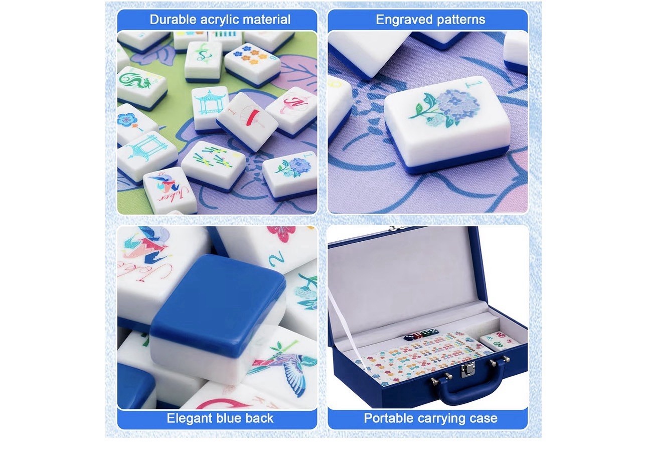 LaRandom American Mahjong Set 168 Acrylic Numbered Tiles, Carry Case