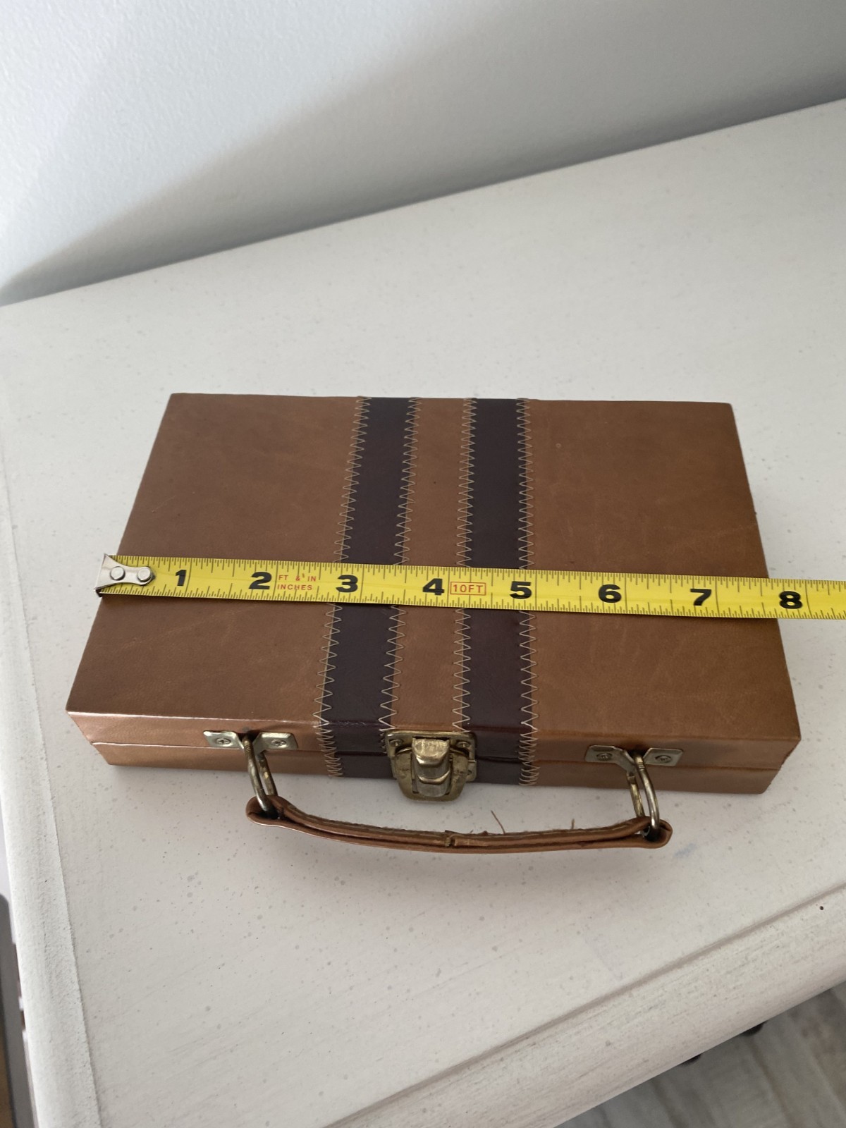 VTG Double-Six Domino Set with Metal Spinners in Brown Faux-Case