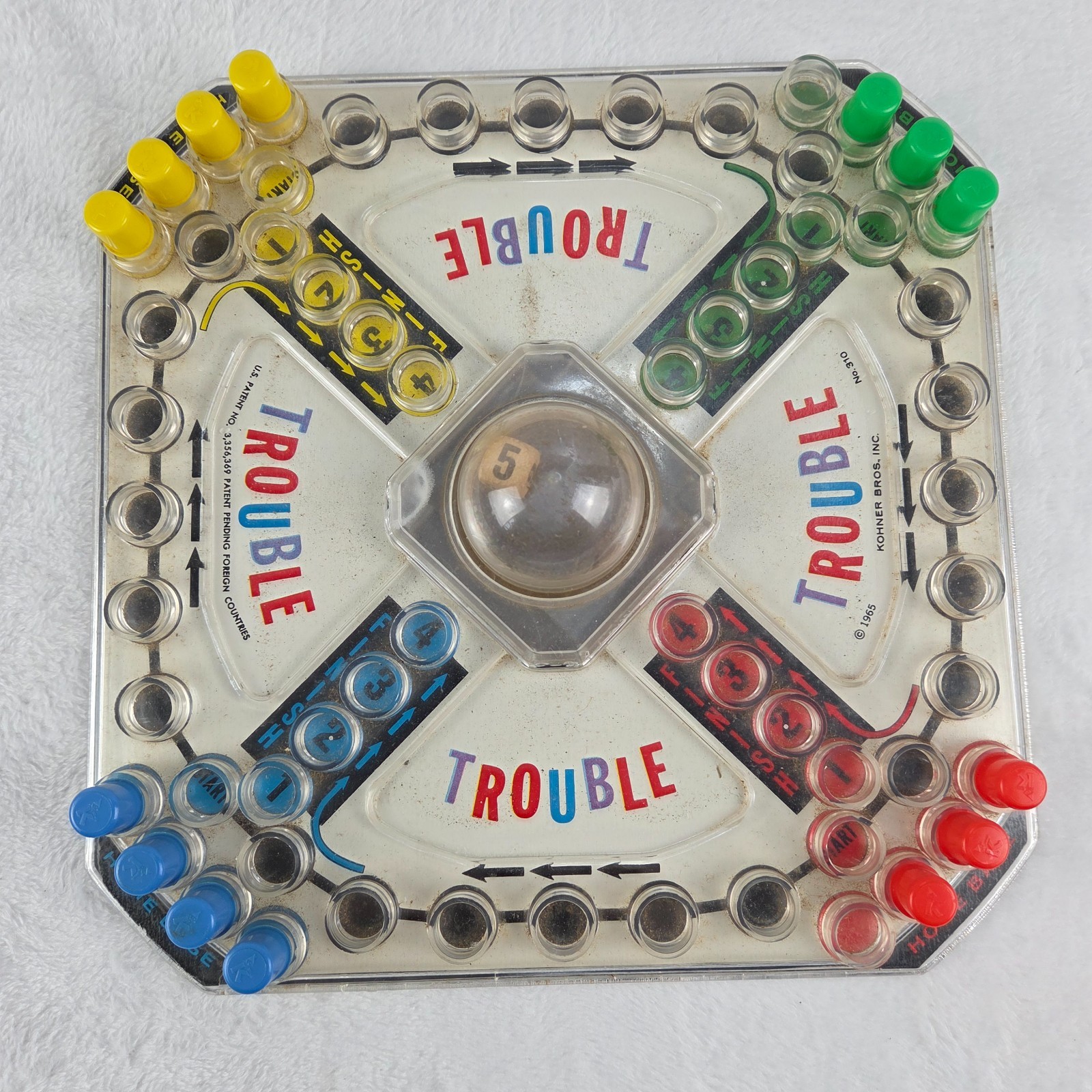 Vintage 1964 Kohner Trouble Board Game – Pop-O-Matic Works, Missing 2 Pieces