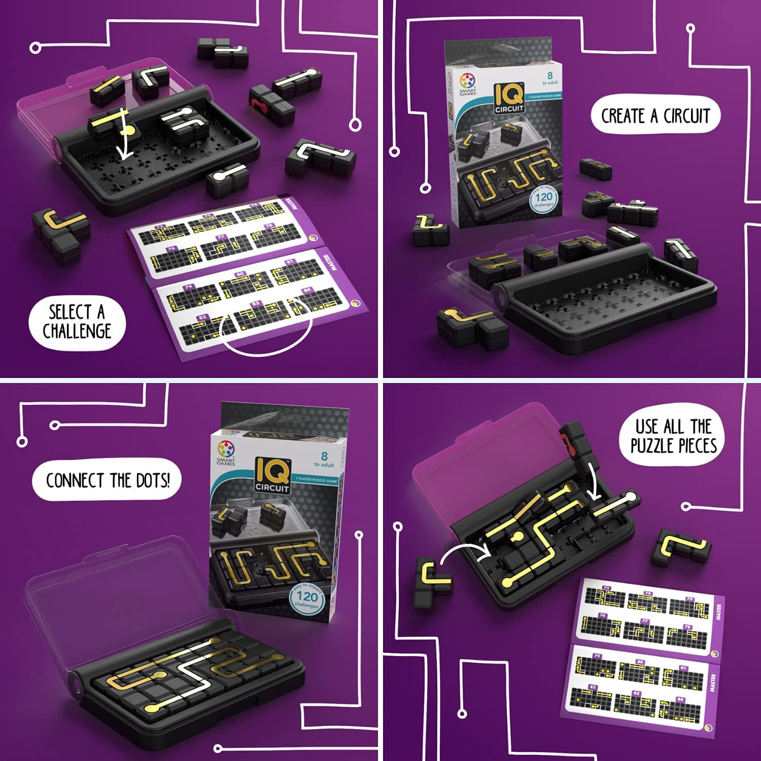 IQ Circuit Portable Travel Game with 120 Challenges for Ages 8-Adult