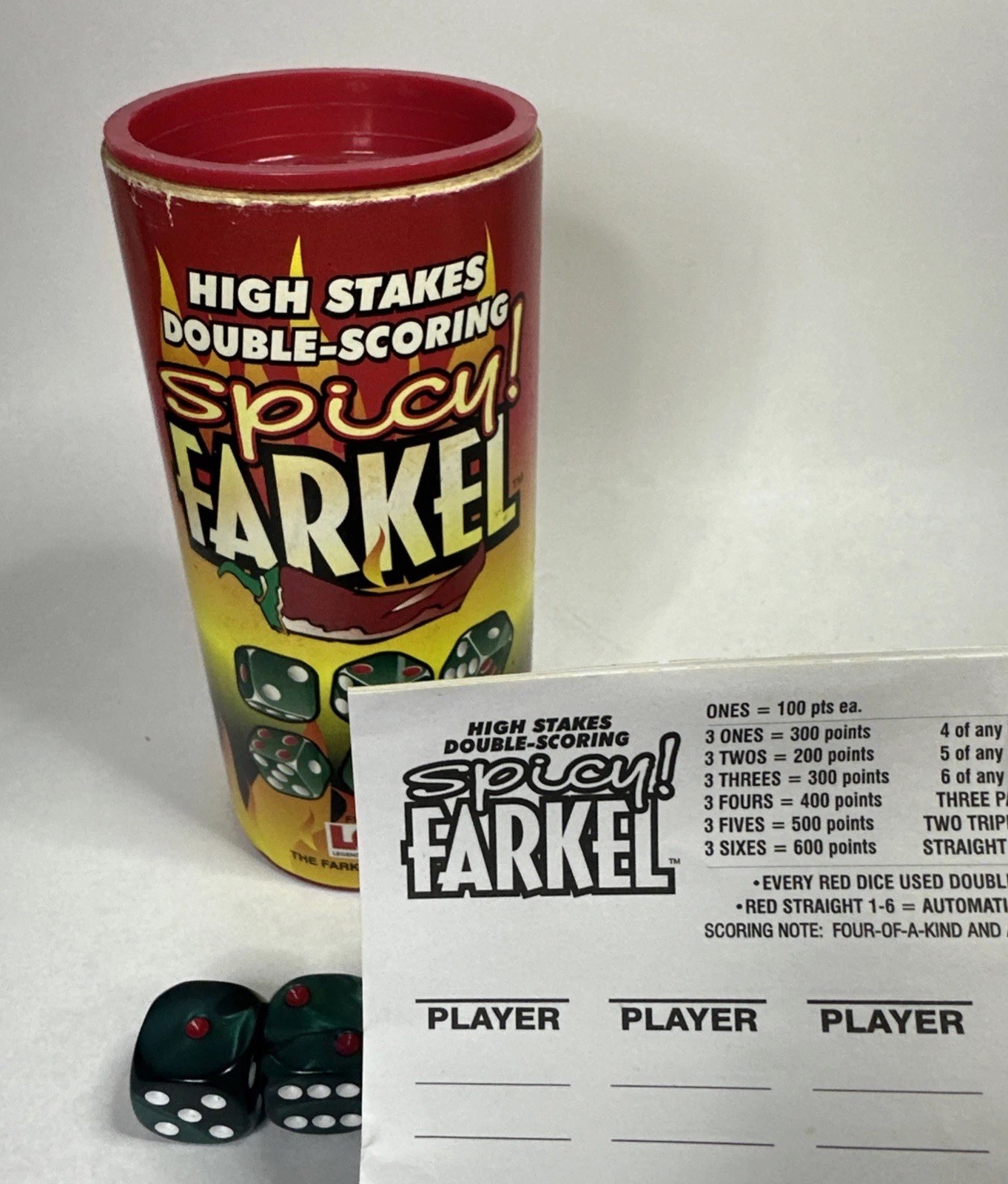 Spicy Farkel Farkle Dice Game High Stakes Double Scores LGI Family W/Score Sheet