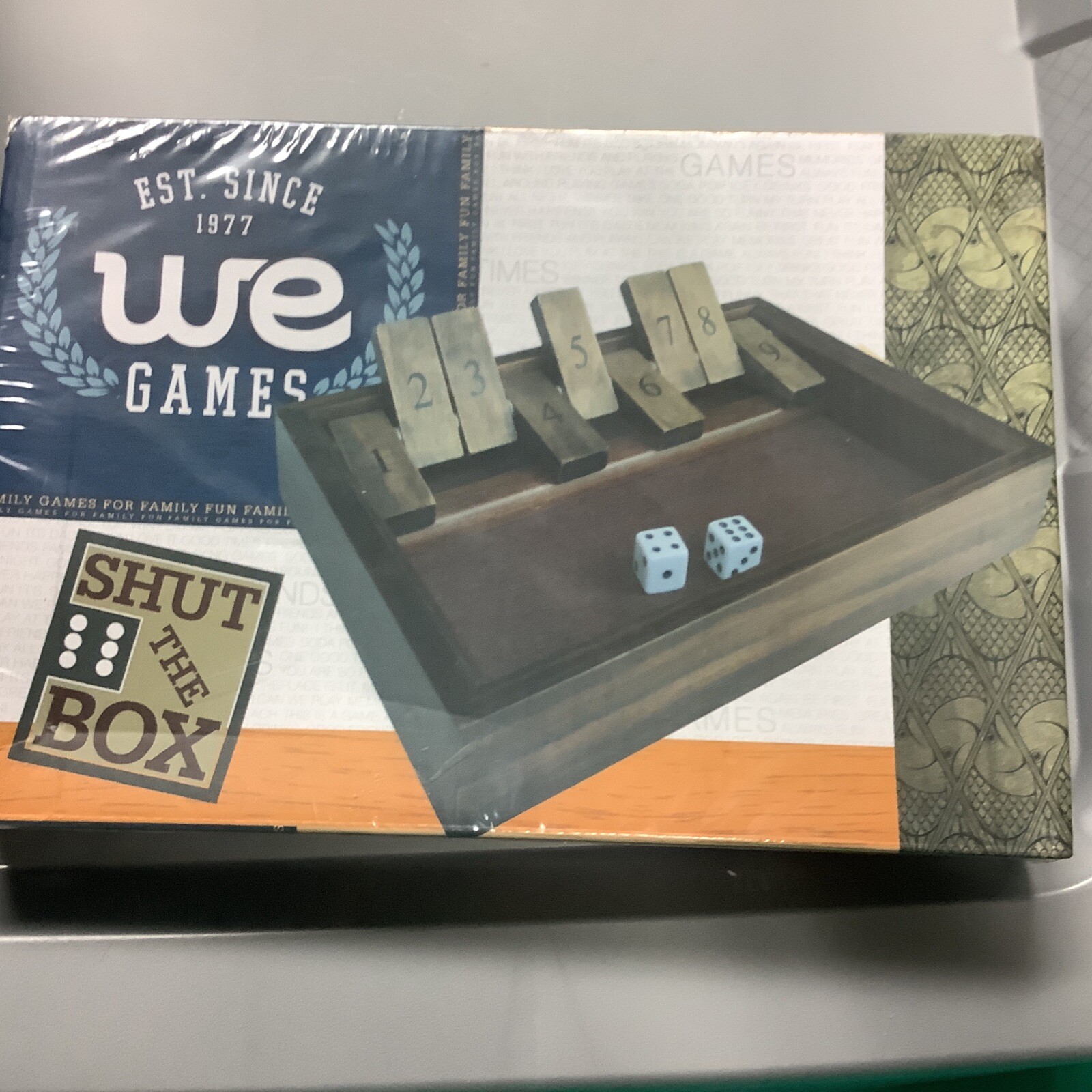 WE Games Dice Board Game, 9 Number Flip Tiles, Dark Stained Wooden Box 11 inches