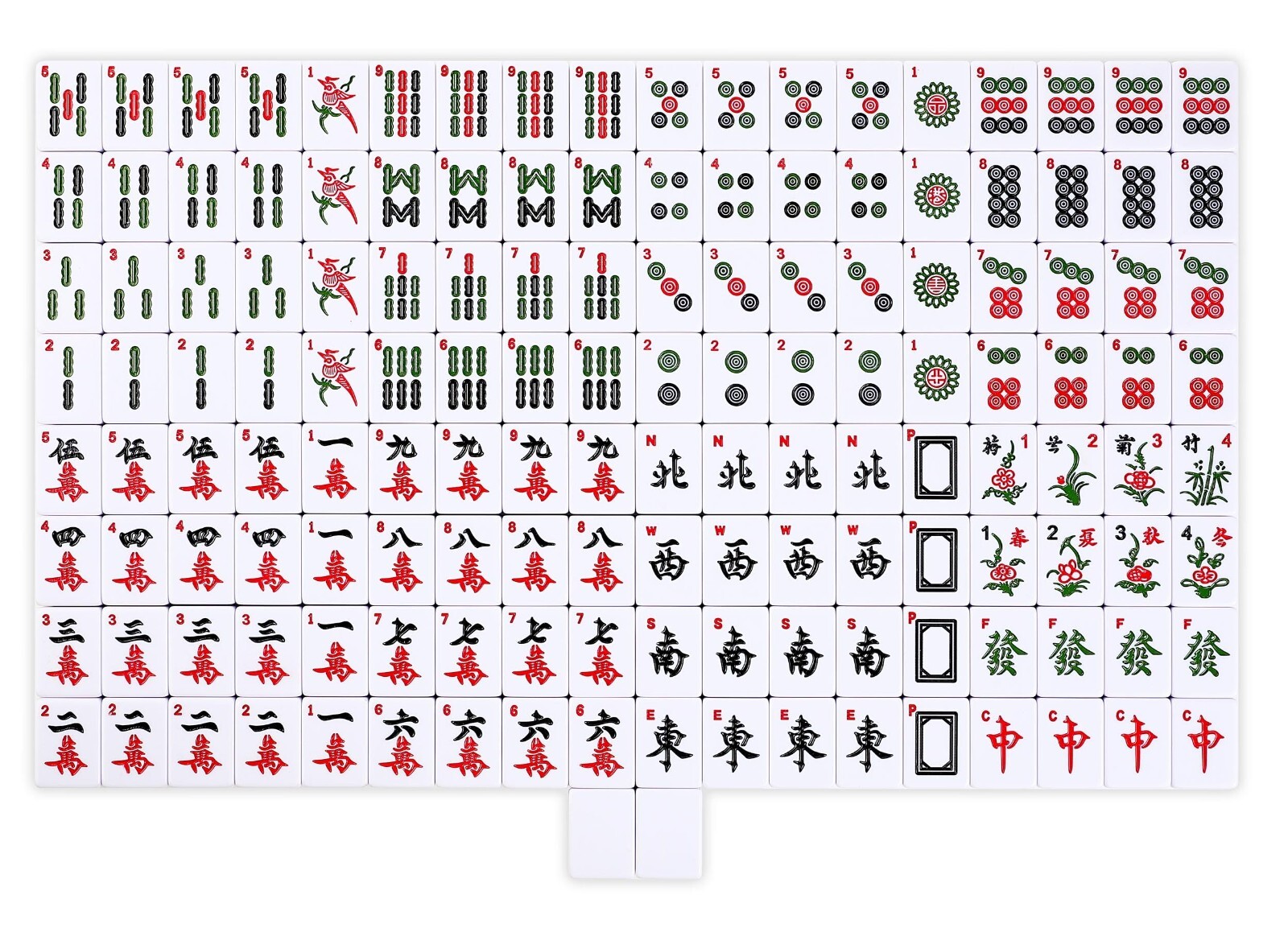 Chinese Mahjong Game Set X-Large 144 Numbered 1.5″ Blue Tiles Mah-Jongg in Case