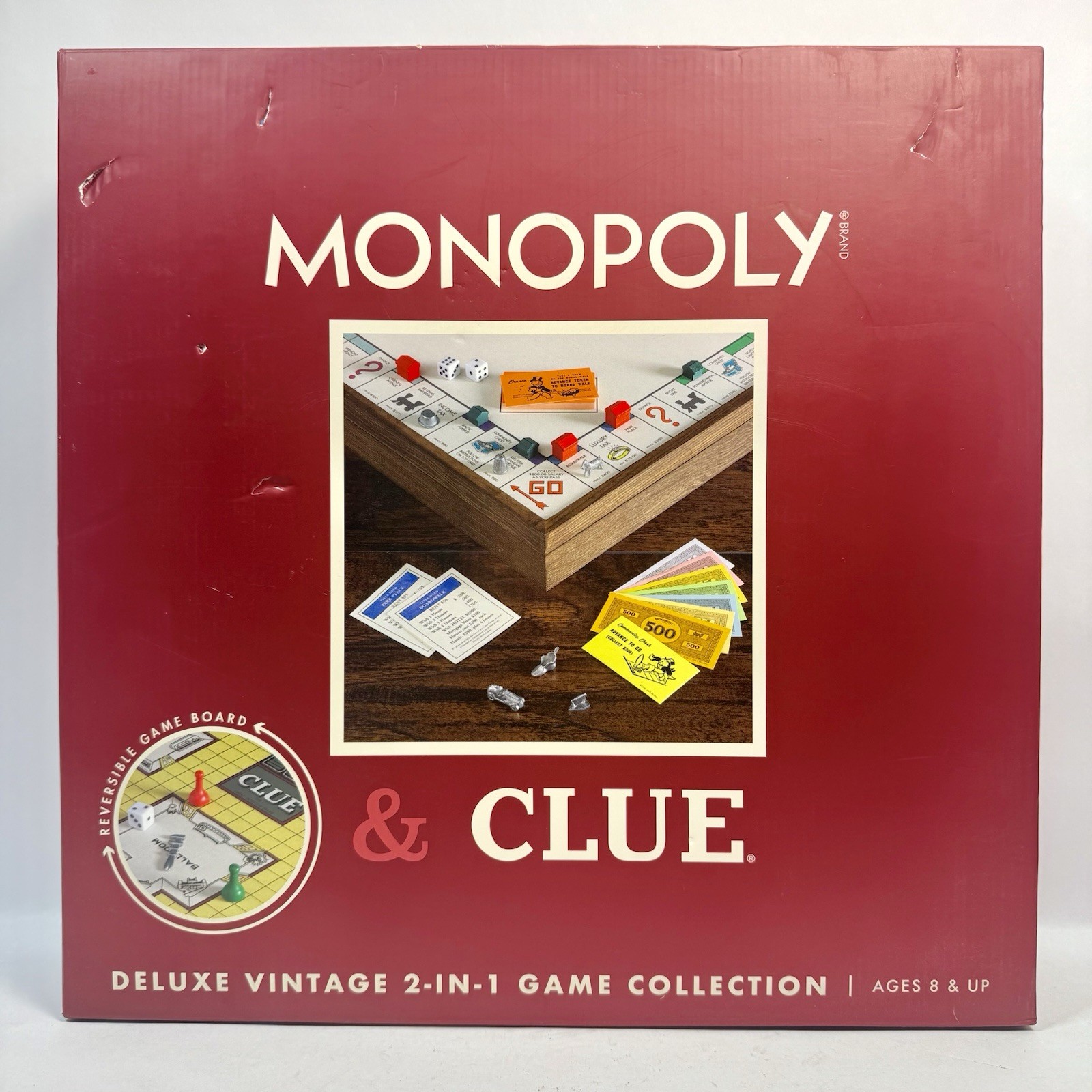 Monopoly & Clue Deluxe Vintage Edition 2-in-1 Wood Cabinet NEW Sealed