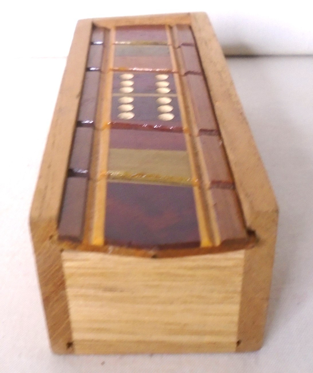 Handmade Wooden Mini Domino Set in Inlaid Wood Box, 28 Pieces