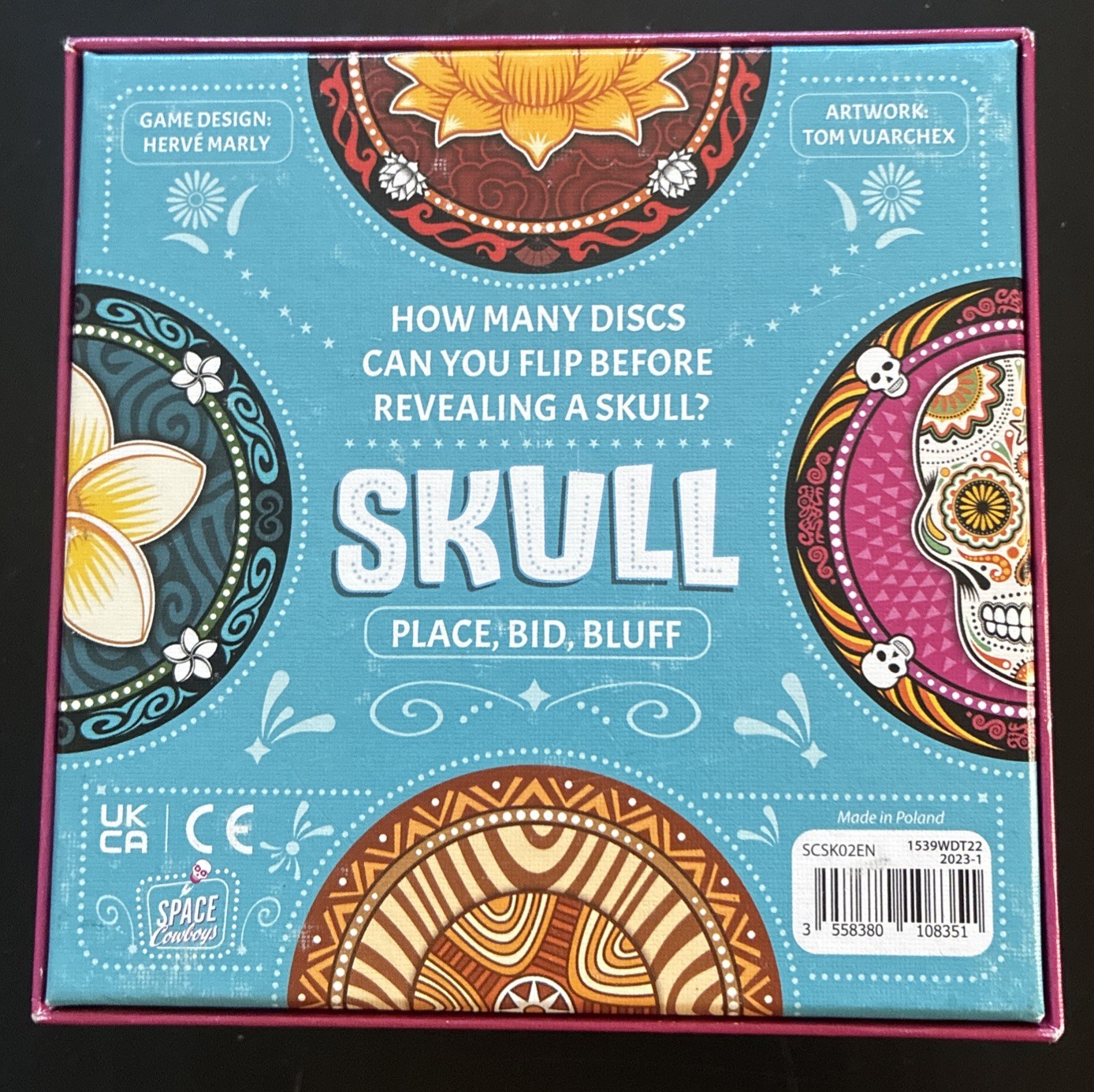 Skull Place, Bid, Bluff Card Game Space Cowboys Made In Poland SCSK02EN COMPLETE