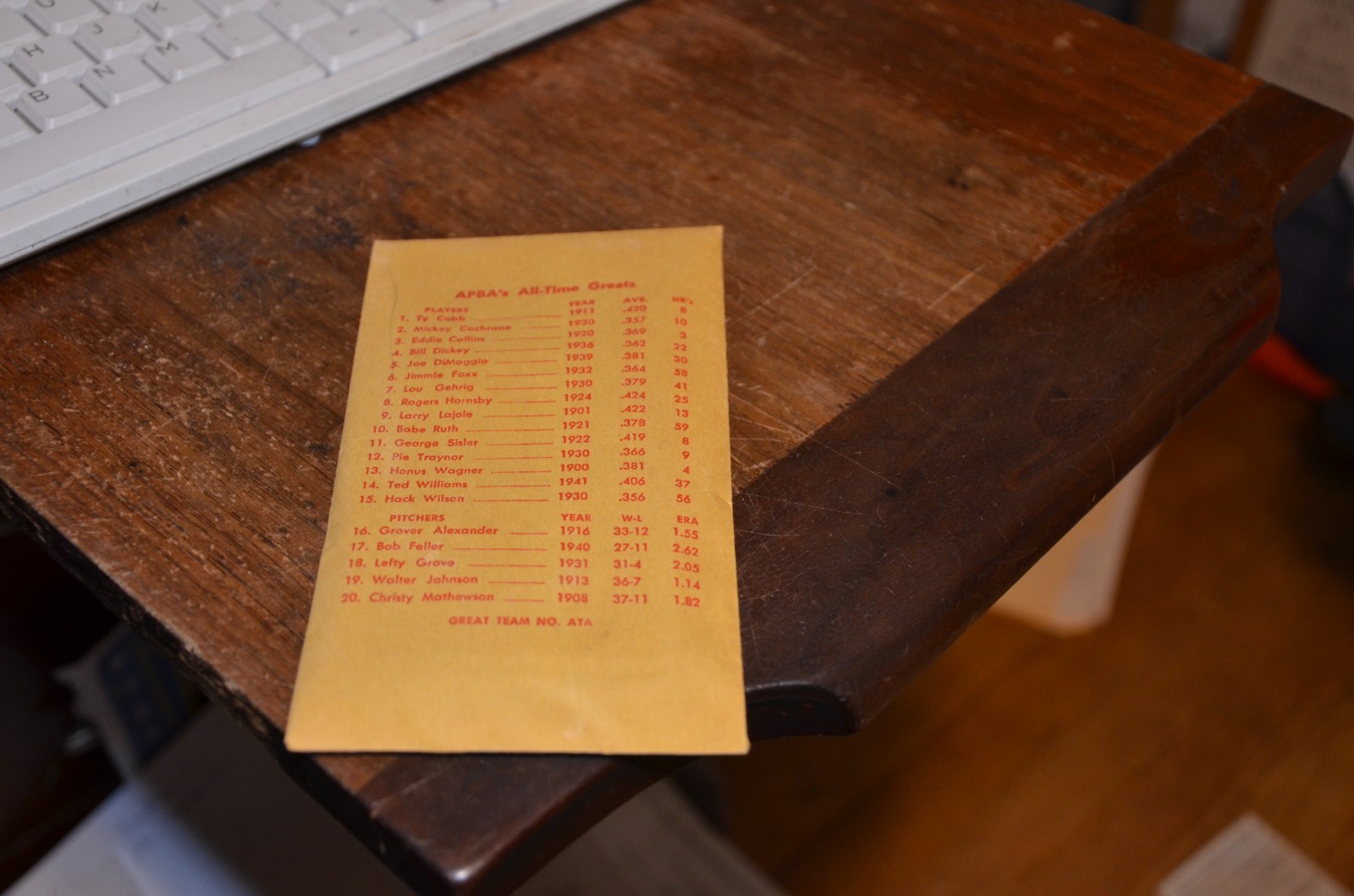 APBA’s All Time Great Teams Player Set
