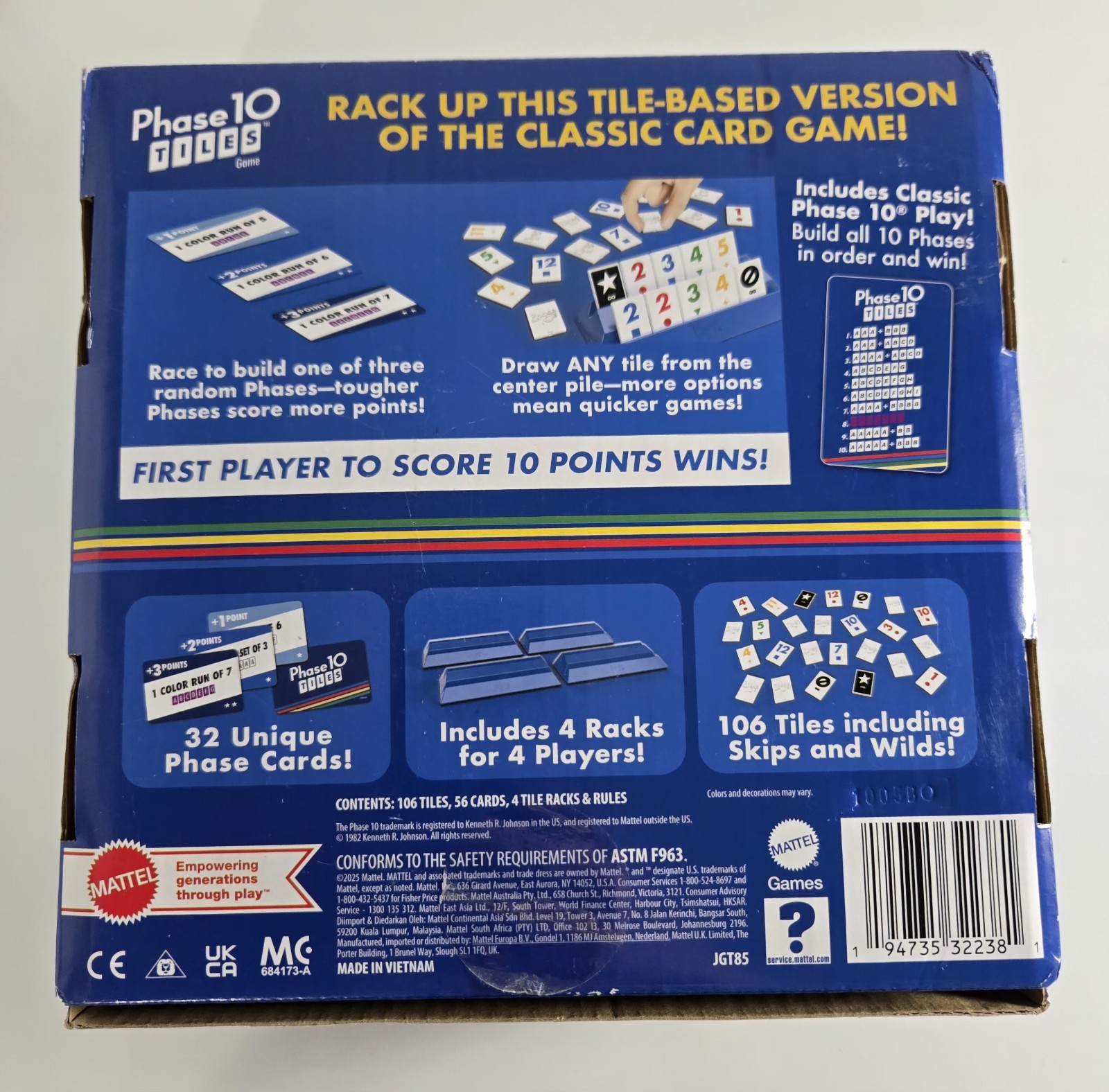 Phase 10 Tiles Game – Quick Rummy Play for 2-4 Players with Unique Phases