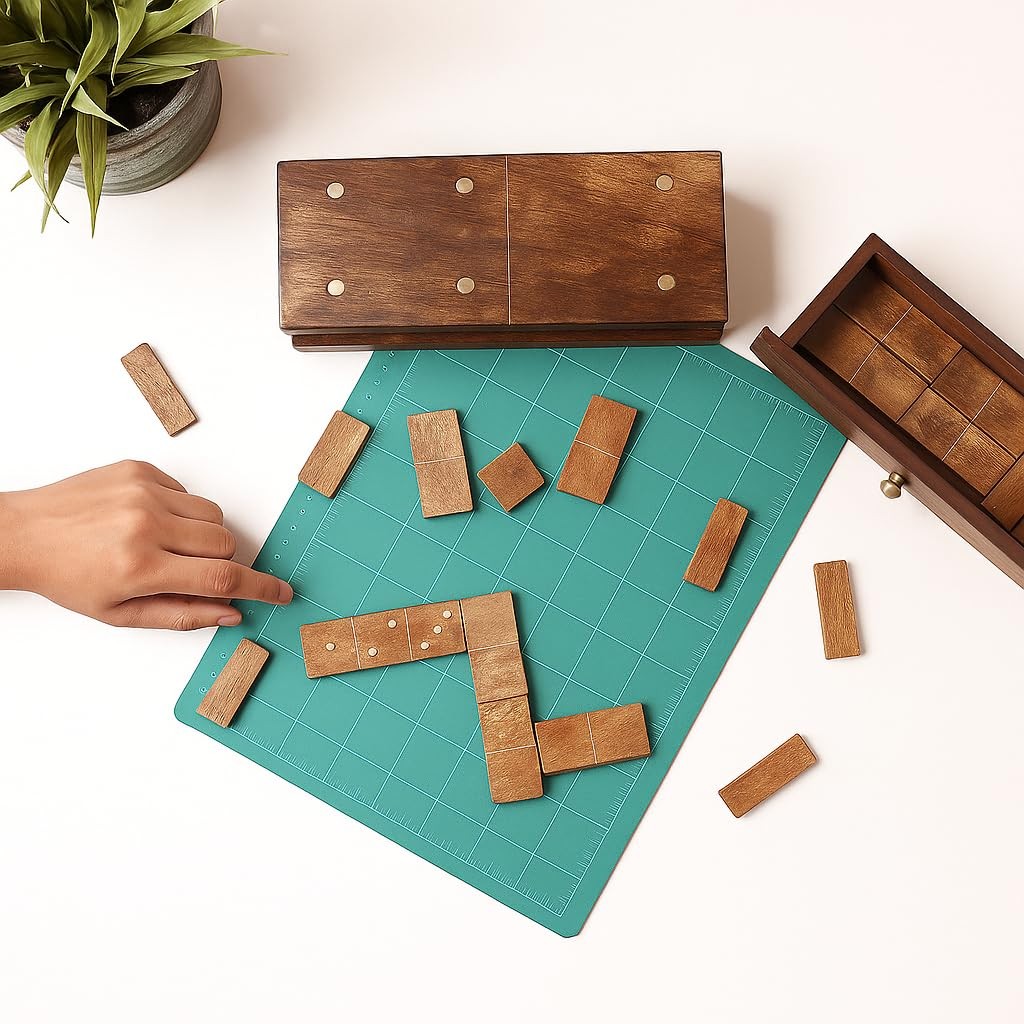 Handmade Wooden Dominoes Set | 28-Piece Double Six Professional Size Dominoes…